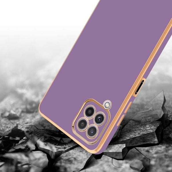 Fodral till Samsung Galaxy M22 / M32 4G Fodral i glänsande lila - guld Fodral Silikon TPU och kameraskydd Lila