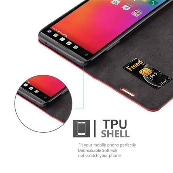 LG V20 Fodral i APPLE RED från Cadorabo (INVISIBLE MAGNETIC CLOSURE Design) Helt skyddsfodral med Flip Flip