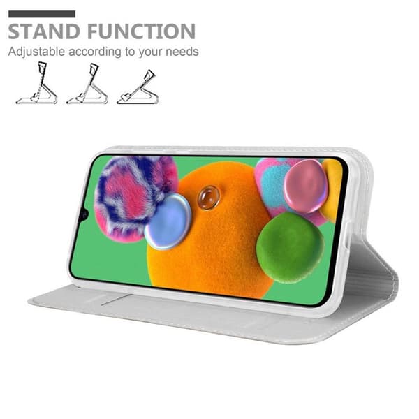Flipfodral för Samsung Galaxy A90 5G Etui i KLASSISK SILVER Plånbok Stötsäker Grå