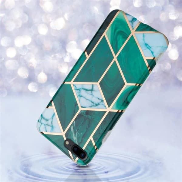 Skal för iPhone 7 PLUS / 7S PLUS / 8 PLUS i Marmor Guld Vit Mörkgrön Nr. 6 Skyddsetui Grön