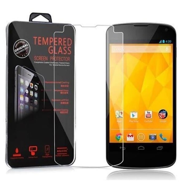 Cadorabo härdat glas LG GOOGLE NEXUS 4 skärmskyddsfilm härdat skydd för display TRANSPARENT Transparent