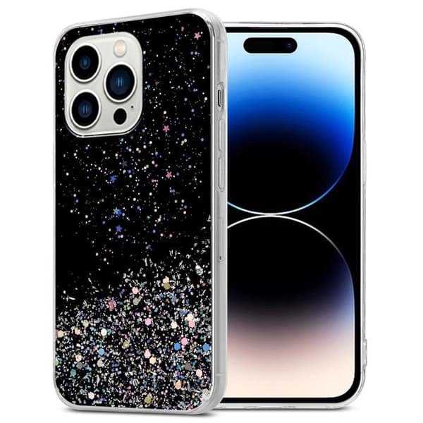 iPhone 14 PRO Skal Svart med Glitter Skydd Glittrande Design Svart