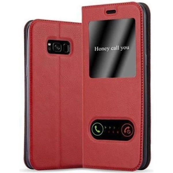 Samsung Galaxy S8 PLUS Fodral i SAFFRAN RÖTT från Cadorabo (Design VIEW) Helt skyddsfodral med flip flik, stativ