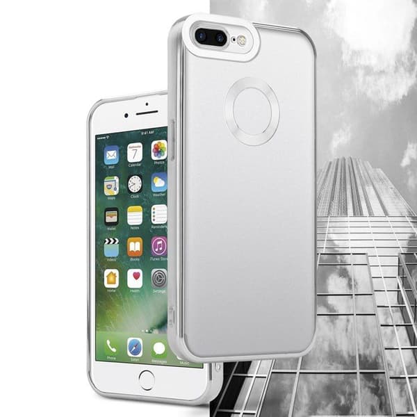 Transparent skal för iPhone 7 PLUS / 7S PLUS / 8 PLUS - Silver Stötskydd Chrome Design Vit
