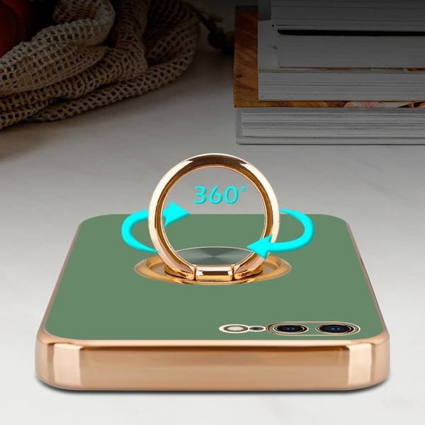 Skal för iPhone 7 PLUS / 7S PLUS / 8 PLUS Glansig Ljusgrön - Guld med kameraskydd Grön
