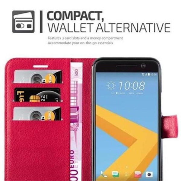 Cadorabo Fodral HTC 10 RED Fodral Fodral Fullt skydd Magnetlås (stöder stativ och kortplats) RÖD