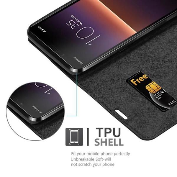 Telefonfodral - CADORABO - Sony Xperia 10 II - Natt svart - Syntetiskt läder - Magnetstängning NATTSVART