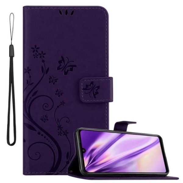 Coque - CADORABO - Xiaomi Redmi Note 7 - Syntetisk läder Blommig - 3 Fack för Kort - Praktisk Stödfunktion Lila