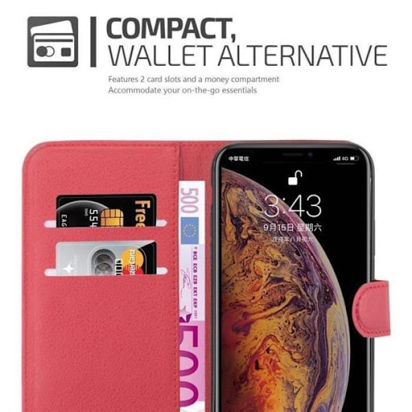 Coque - CADORABO - Apple iPhone XS MAX - Similicuir - Röd - Stödfunktion Röd