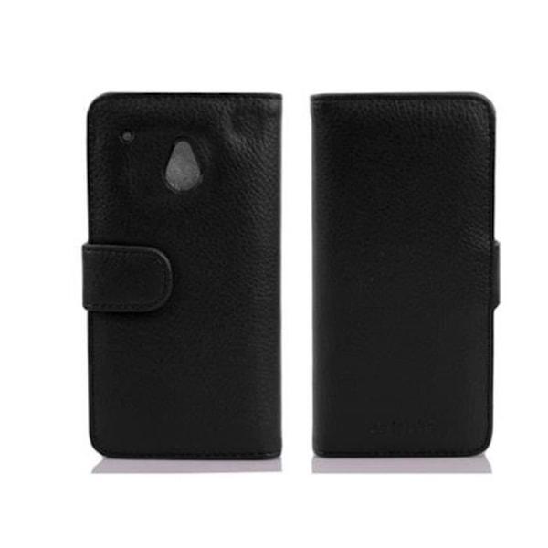 Fodral - CADORABO - HTC ONE M4 MINI - Svart konstläder - Integrerat skal - 360° klaff Svart