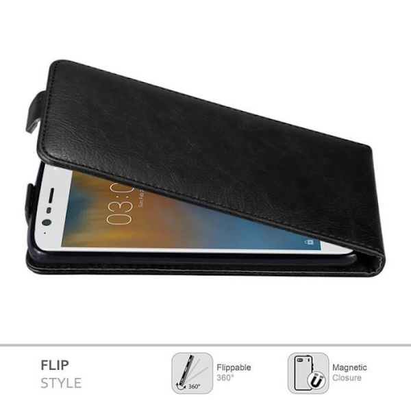 Flip-fodral - CADORABO - Nokia 3 2017 - Imiterat läder - Svart - Magnetstängning Svart