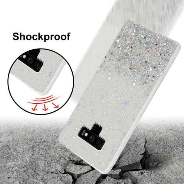 Transparent skal för Samsung Galaxy NOTE 9 med glitter, skyddande design med glittrande effekt Vit
