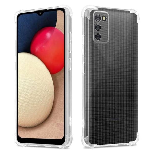 Transparent stötsäker silikonfodral för Samsung Galaxy A02s Vit