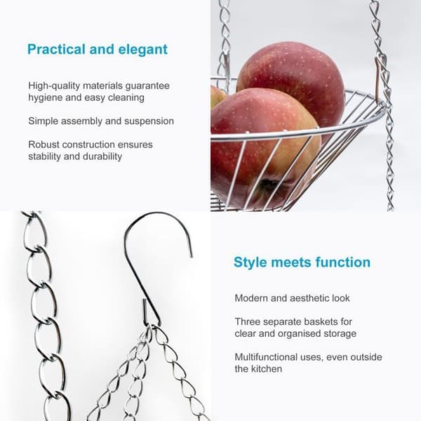 Fruktställ hängande fruktskål Intirilife Silver
