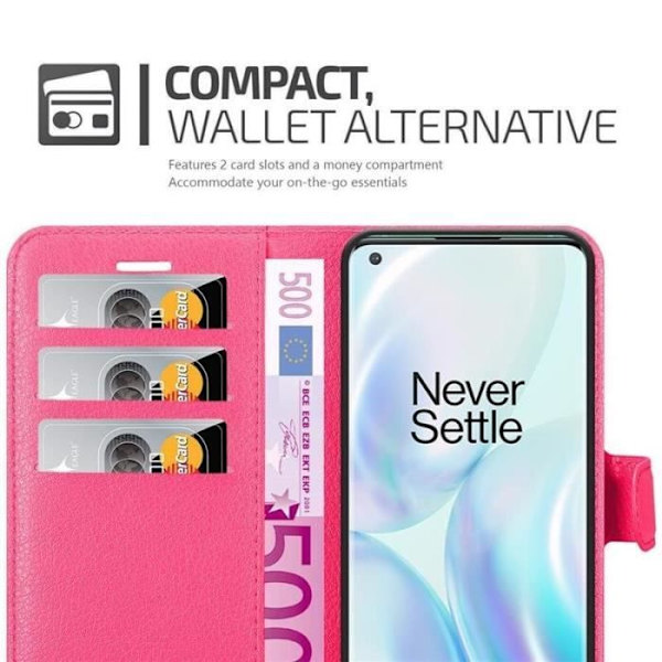 Coque - CADORABO - Oneplus 8 Pro - Similicuir - Rose - Ställningsfunktion Rosa