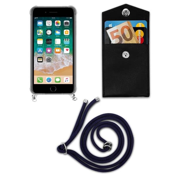 Skal för iPhone 7 PLUS / 7S PLUS / 8 PLUS med axelrem i INDIGO BLÅ med justerbar snodd Blå