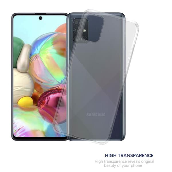 Transparent stötsäker silikonfodral för Samsung Galaxy A71 4G Vit