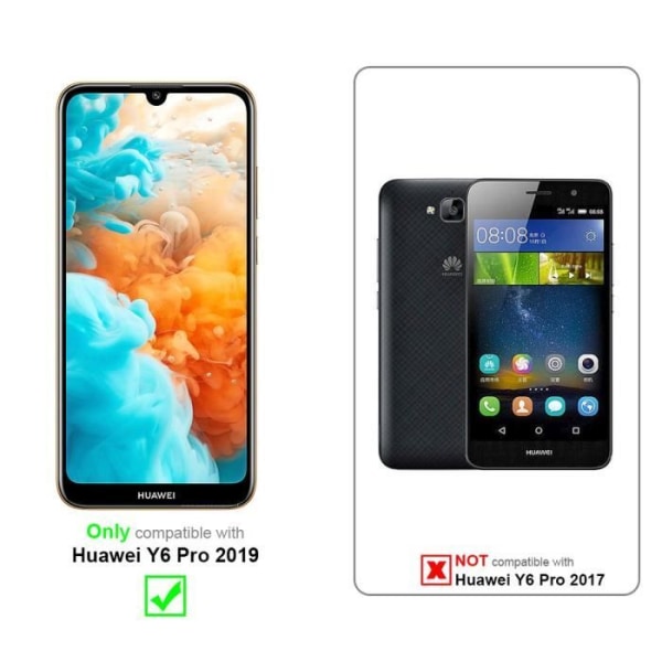 Coque för Huawei Y6 PRO 2019 - CADORABO - Blommigt Fodral - Syntetläder - Ställfunktion - Fack för Kort BLOMMA BLÅ