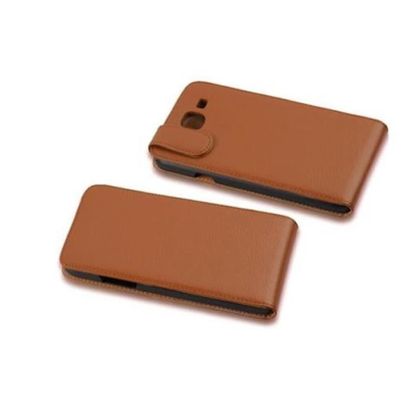 Cadorabo Fodral Samsung Galaxy MEGA 5.8 DESIGN FLIP Stil Fodral Fodral Fodral konstläder Struktur HAZEL BRUN
