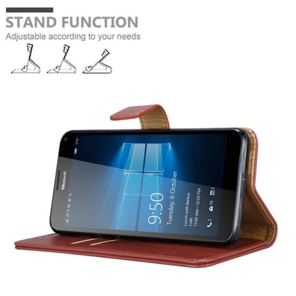 Fodral till Nokia Lumia 950 XL - CADORABO - Röd - Imiterat läder - Stativfunktion - Kortfack Röd