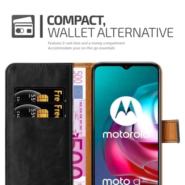 Coque för Motorola MOTO G10/G30 - CADORABO - Svart av Jais - Syntetläder - Ställfunktion - Komplett Skydd KOLSVART