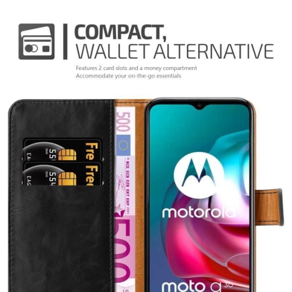 Fodral till Motorola MOTO G10 / G30 i JET BLACK Cover Skyddsstödfunktion