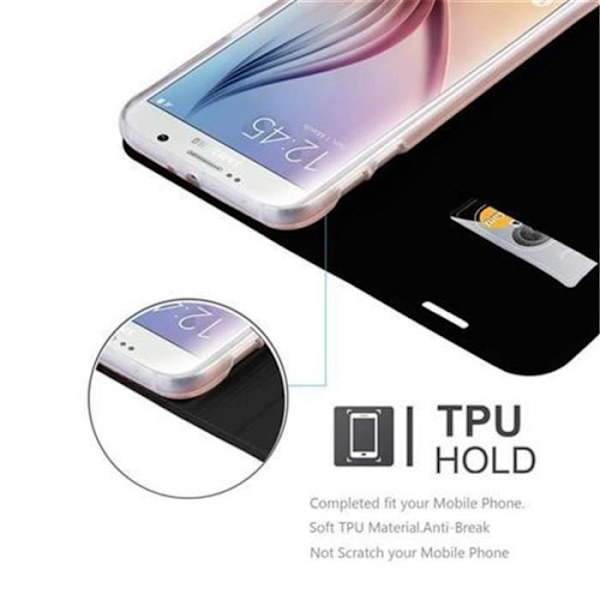 Samsung Galaxy S6 Fodral i CLASSY BLACK från Cadorabo (METALLIC MATT Design) Helt skyddsfodral med flip flap och stativ