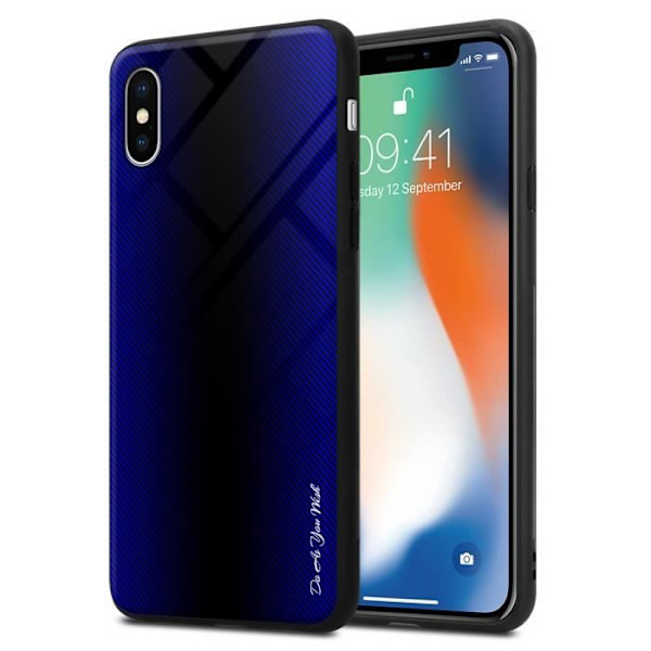 Fodral till Apple iPhone X / XS Skal i COBALT VIOLET Fodral Skydd i härdat glas och TPU silikon Koboltviolett