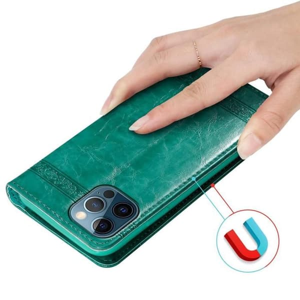 Etui för iPhone 12 PRO MAX Fodral med lock i TURKOS Skydd Plånbok Blå