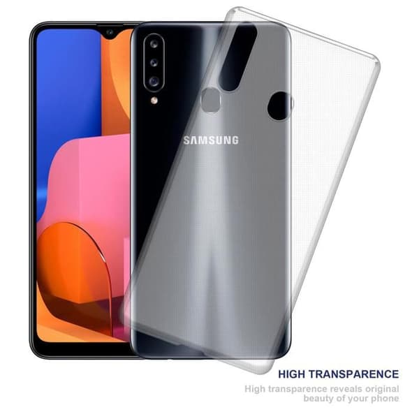 Transparent stötsäker silikonfodral för Samsung Galaxy A20s Vit