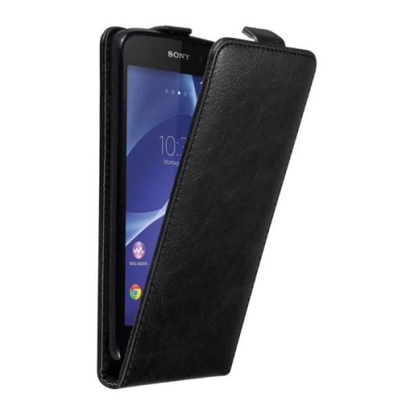 Coque - CADORABO - Sony Xperia Z2 - Syntetiskt läder - Magnetisk stängning - Komplett skydd Svart