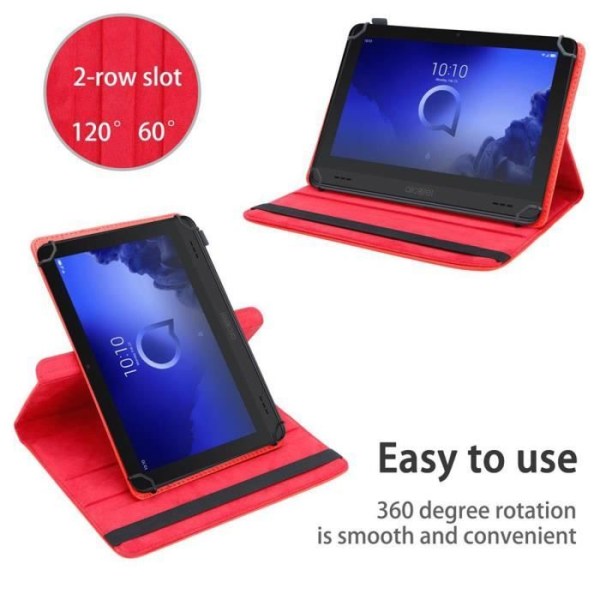 Cadorabo Tablet Fodral för Alcatel Smart Tab (7 Zoll) i rött 360 graders skyddsfodral Stativ i konstläder