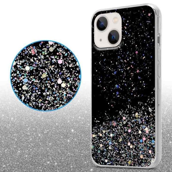 iPhone 14 Skal Svart med Glitter Skydd Glittrande Design Svart