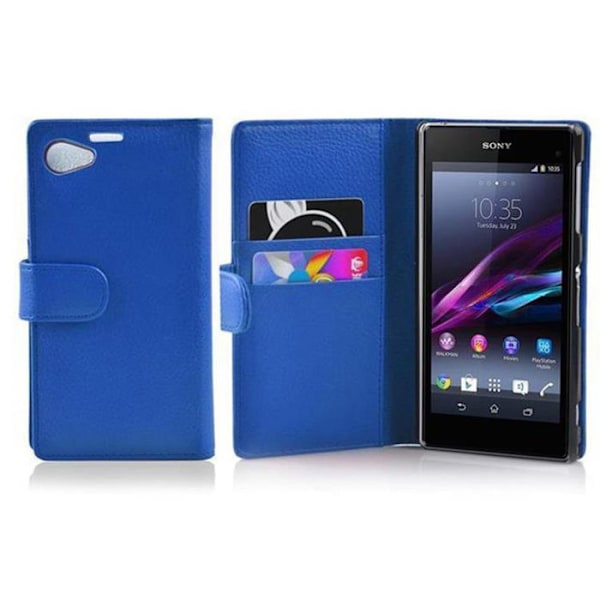 Fodral för Sony Xperia Z1 COMPACT Etui i LJUST BLÅT Hölje Skydd i strukturerad konstläder med fack Blå