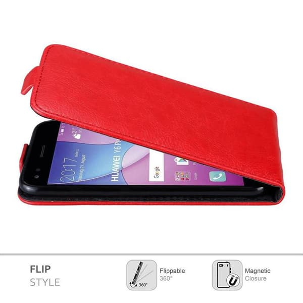 Etui för Huawei Y6 PRO 2017 Flip-fodral i ÄPPLE RÖD Skydd Röd