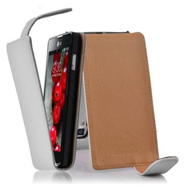 Cadorabo Coque LG OPTIMUS L7 II P710 DESIGN FLIP Stil Fodral Etui Housse konstläder struktur ALABASTER VIT