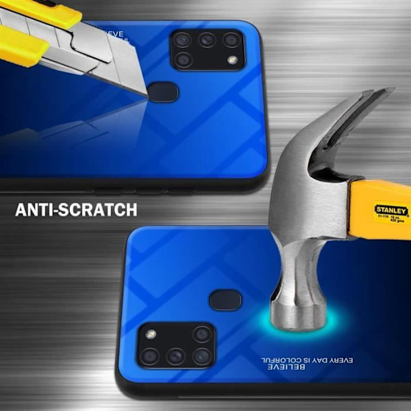 Coque - CADORABO - Samsung Galaxy A21s - BLÅ - SVART - Antislip skydd MÖRKBLÅ
