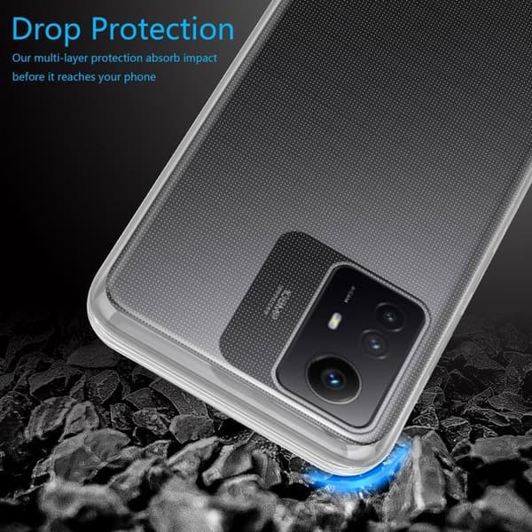 Transparent stötsäker silikonfodral för Redmi Note 12S Vit