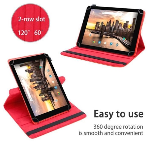 Tablettfodral - CADORABO - Odys Maven X10 - Röd - Imiterat läder - 360° skydd Röd
