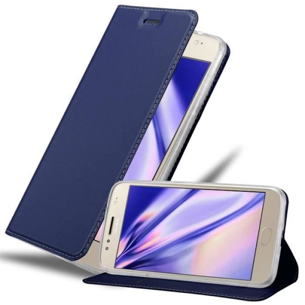 Cadorabo Fodral till Motorola MOTO G5S PLUS i CLASSY MÖRKBLÅT - Skyddsöverdrag med magnetlås, horisontellt stativ och