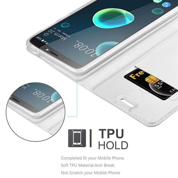Flipfodral för HTC Desire 12 PLUS Fodral i KLASSISK SILVER Plånbok Stötsäker Grå