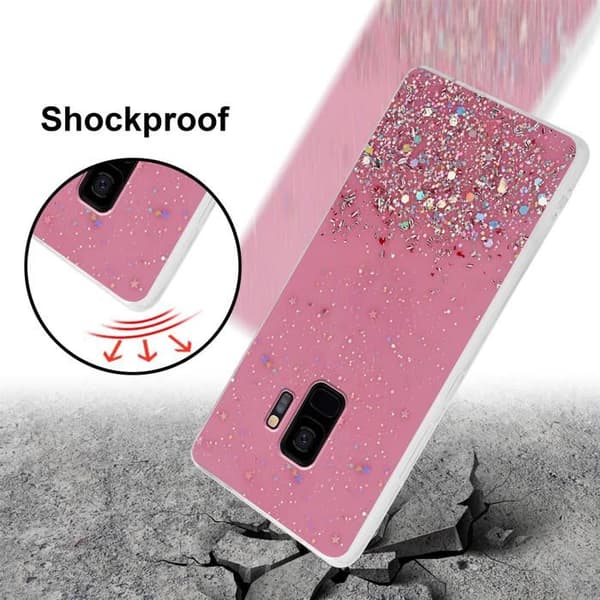 Samsung Galaxy S9 Fodral Rosa med Glitter Skyddande Glittrande Design Ros