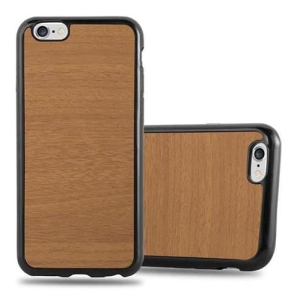 Apple iPhone 6-fodral - iPhone 6S i TRÄBRUN av Cadorabo (WOOD DESIGN) Ultratunnt mjukt silikongel TPU-fodral med halkskydd