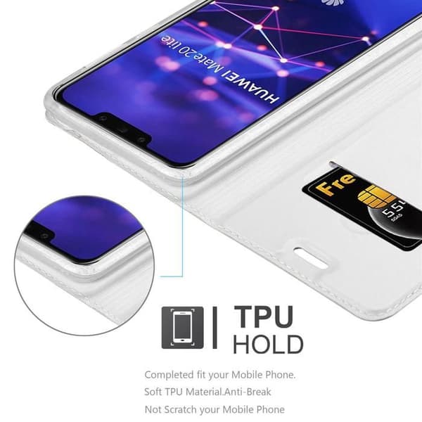 Flip-fodral för Huawei MATE 20 LITE Etui i KLASSISK SILVER Plånbok Stötsäker Grå