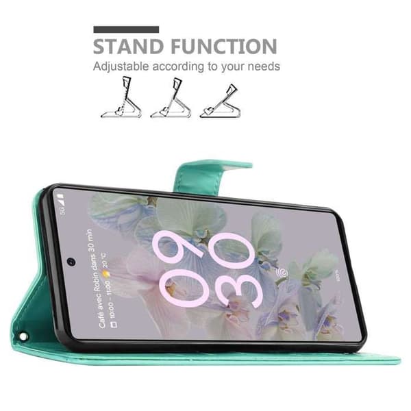 Fodral med lock för iPhone 15 PLUS Etui i BLÅ BLOMSTER Design Floral Plånbok Blå