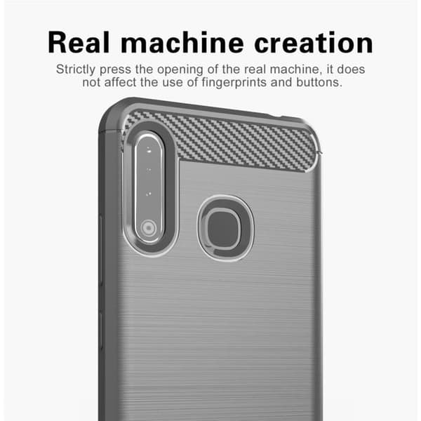 Skyddsfodral för Samsung Galaxy A70e BORSTAD GRÅ Kolfiberdesign Grå