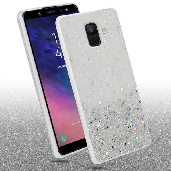 Cadorabo-fodral för Samsung Galaxy A6 2018 i Transparent med Glitter Flexibelt TPU-silikonskydd