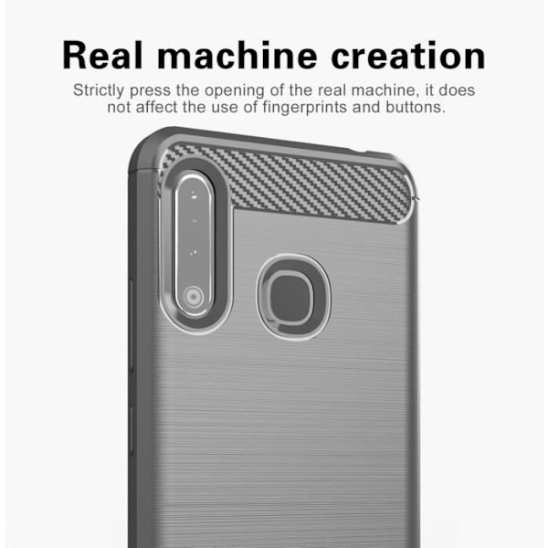 Etui för Samsung Galaxy A70e - CADORABO - BORSTAD GRÅ - Skydd av flexibel TPU - Kolfiberdesign - Ultra tunn BORSTAD GRÅ