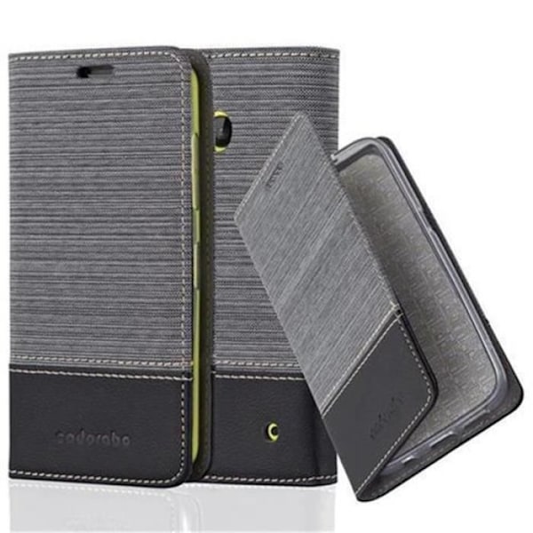 Coque Nokia Lumia 630 / 635 - CADORABO - Grå Svart - Tyg-Syntetläder - Ställ och kortfack Mörkgrå