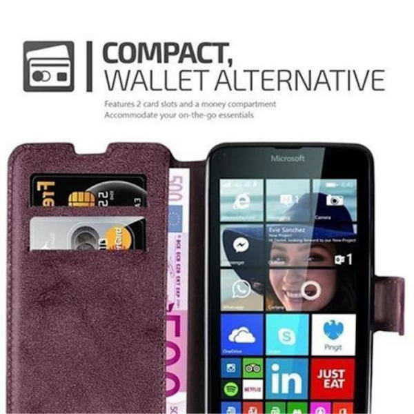 Cadorabo Nokia Lumia 640 Fodral RETRO LOOK Magnetisk skyddsfodral som stöder stativ och kortplats RED-MATT